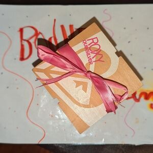Roxy Quiksilver Wooden Box with Pink Ribbon